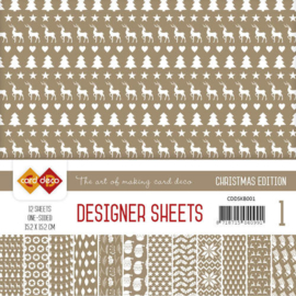 CDDSKB001 Designer Sheets 15x15cm - Koffie Bruin - Card Deco