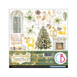 CBQE069 SPARKLING CHRISTMAS FUSSY CUT PAD 6"X6" 24/PKG