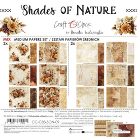 CC-C88-SON-09 Craft O Clock Set of Mix Papers 20x20 cm Shades of Nature