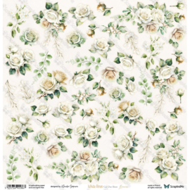 Scrappapier 30,5x30,5cm White Roses - Witte Rozen - Scrap and Me - PAKKETPOST!!