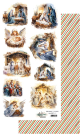 Double-sided paper 30,5x15 cm Ho Ho Ho extras to cut, 250 gsm