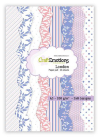 CraftEmotions Paper pad London - pastel 24 vl A5 14,8x21CM