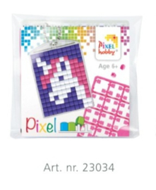 23034 Sleutelhanger setje compleet - Eenhoorn roze - Pixel Hobby