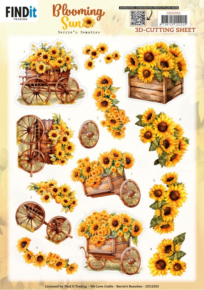 CD12353 3D Cutting Sheet - Berries Beauties - Blooming sun - Sunflower Wagon