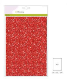 0145 CraftEmotions glitterpapier 5 vel kerstrood +/- 29x21cm 120gr