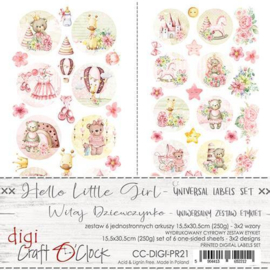 CC-DIGI-PR21 Craft O' Clock - Hello Little Girl - Digi Label Set