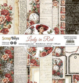 ScrapBoys - Paperpad 30,5 x 30,5 cm - Lady in Red LARE-08 - PAKKETPOST!