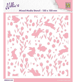 MMS4K-043 Mask Stencil - Background Rabbit and Tulips