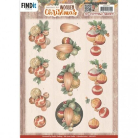 CD11972 - 3D Cutting Sheets - Jeanine's Art - Wooden Christmas - Orange Baubles