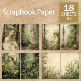 Junk Journal Treasures - A5 Journal papers 18 sheets - Forest Scenes