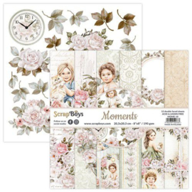 ScrapBoys Moments paperpad 12 vl+cut out elements-DZ MOME-10 190gr 20,3x20,3cm