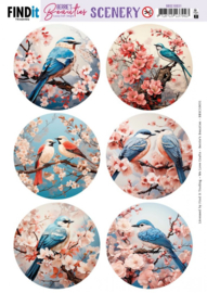 BBCS10031 Scenery Push Out - Berries Beauties - Blue Bird - Round