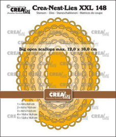 CLNestXXL148 Stansmal - Crealies - Crea-Nest-Lies XXL - Ovalen Grote Open Schulprand 12x16 cm)
