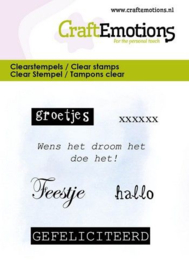 130501-5086 CraftEmotions clearstamps 6x7cm - Groetjes -tekst NL