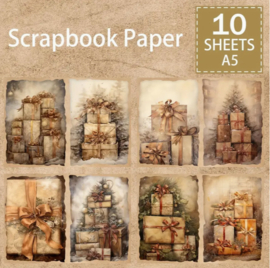 Junk Journal Treasures - A6 Journal papers 10 sheets -Vintage Presents