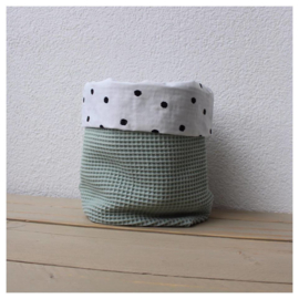 Commode mandje - Oud Groen / Dots