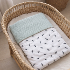 Dekentje - Oud groen / Veertjes