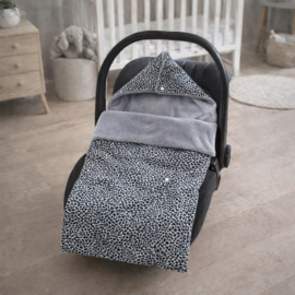 Voetenzak - Leopard Grey / Cuddle Fleece Licht Grijs