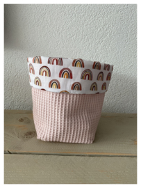 Commode mandje - Dusty Salmon / Regenboog