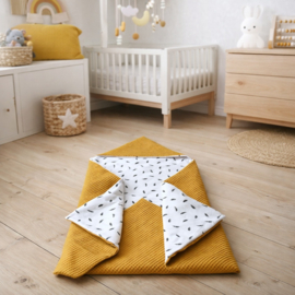 Wikkeldeken - Oker Geel / Veertjes