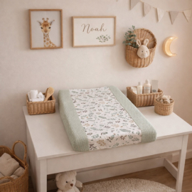 Aankleedkussen hoes - Oud Groen / Vintage Flowers