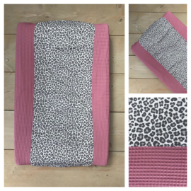 Aankleedkussen hoes - Oud Roze / Leopard Grey