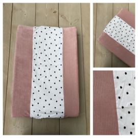 Aankleedkussen hoes - Corduroy Rib Roze / Dots