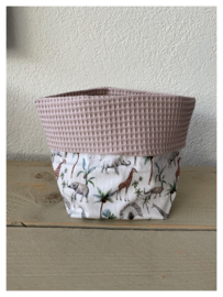 Commode mandje - Poeder Roze / Safari