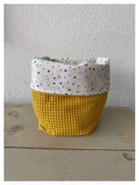 Commode mandje - Oker / Mixed Dots