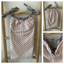 Boxzak - Minky Licht Roze / Leopard Grey