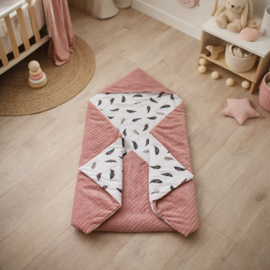 Wikkeldeken - Corduroy Rib Roze / Veren