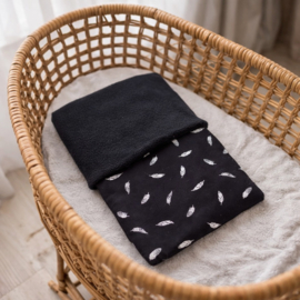 Dekentje - Cuddle Fleece Zwart / Veertjes