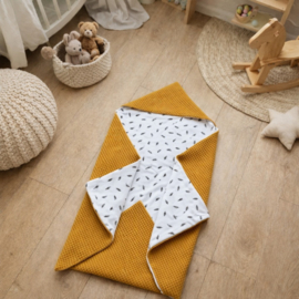 Wikkeldeken - Oker Geel / Veertjes