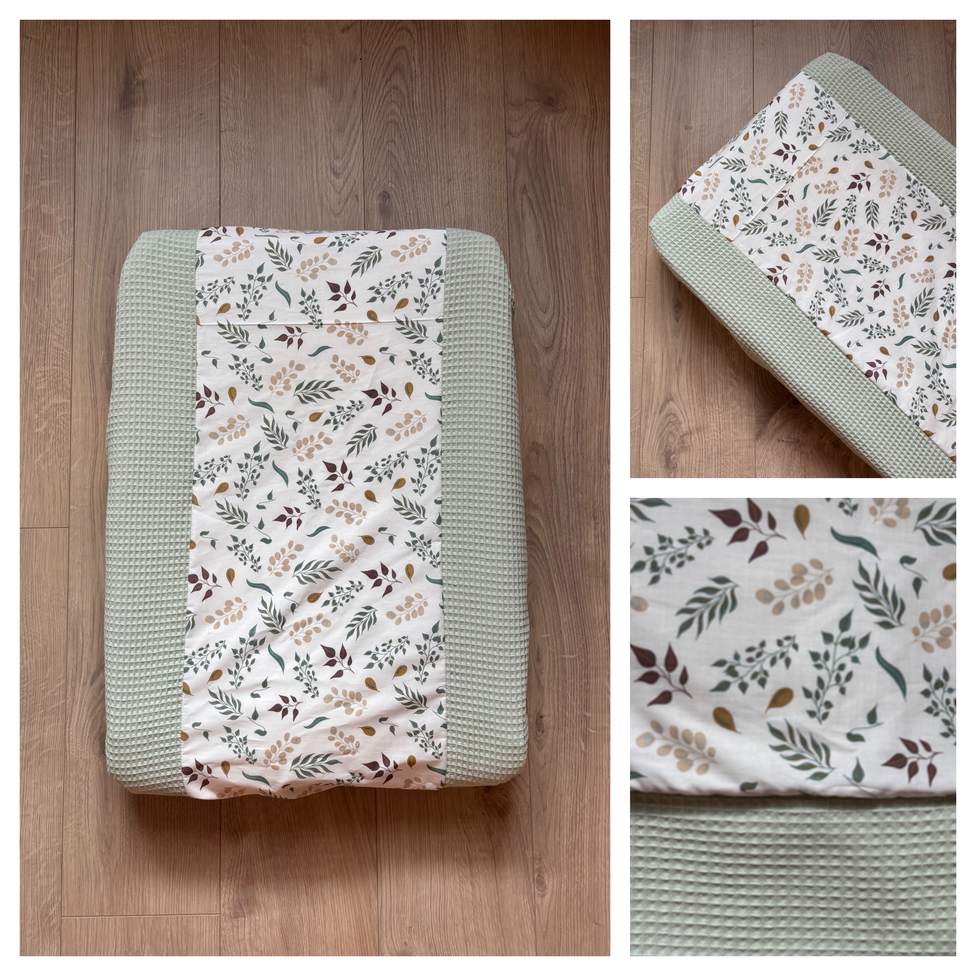Aankleedkussen hoes - Oud Groen / Vintage Flowers