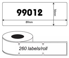 Dymo 99012 / S0722400 compatible adreslabel, 89 x 36mm, 260 labels per rol