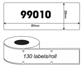 Dymo 99010 / S0722370 compatible, 89 x 28mm, 130 labels per rol
