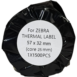 Zebra compatible thermische etiketten 57x32 mm wit 1500 labels