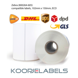 Doos 10 stuks Zebra THERMAL LABEL 102mm x 152mm (core 25mm) *300 labels wit