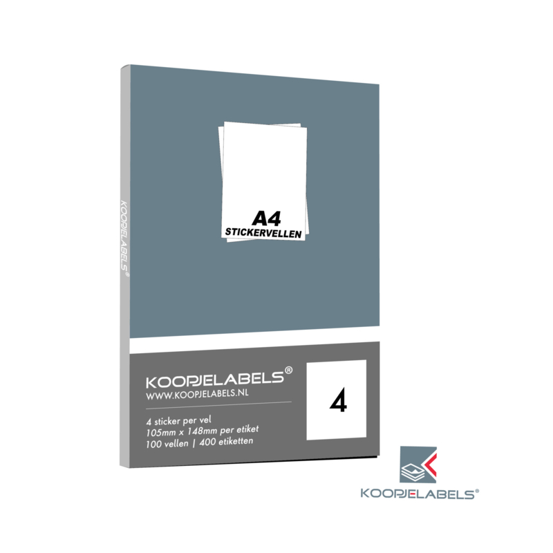 Noord Amerika klant Helderheid A4 verzendetiketten 4 per vel - 400 etiketten (105mm x 148mm x 4/A4) | A4  Stickervellen - verzendetiketten | Koopjelabels.nl