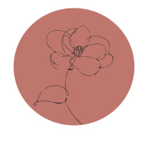 Muurdots | one line bloem Vintage roze
