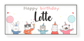 Verjaardags banner | Happy birthday met dieren feest