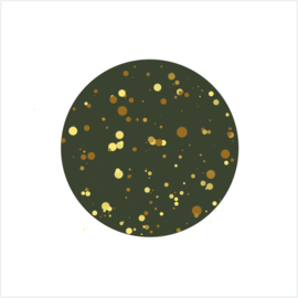 Sluitsticker | Cirkel met goud look confetti