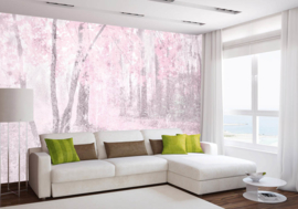 Dimex fotobehang bos in roze tint 0364