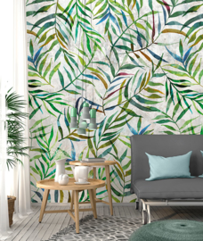Colorful Florals & Retro INK7309 Big Leaves Wall