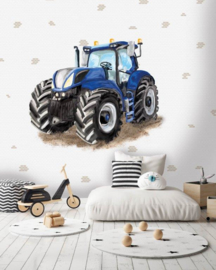 Behang Expresse Kate & Andy INK7443 tractor blauw