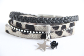 Armband zwart koeienprint