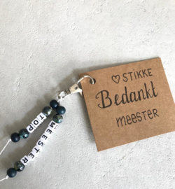 sleutelhanger top meester donkerblauw