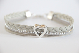 Armband grijs strass