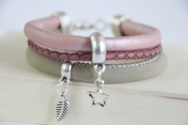 Armband roze/grijs