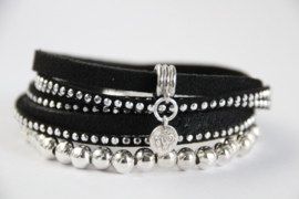 Armband zwart strass